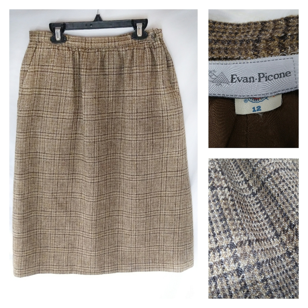 Evan picone‎ VTG pencil skirt tweed wool pocket